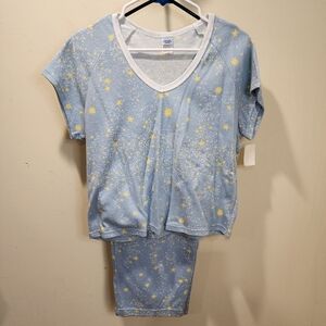 Personal Identity SKY blue and yellow stars 2 pieces pajama set size XLarge NWT
